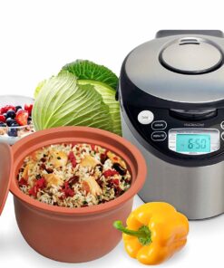 VitaClay Smart Organic Clay Pot Multi Cooker - Toxin Free Clay Rice Cooker, Delay Start Slow Cooker, Stew Cooker, Electric Soup Pot, Yogurt Maker, with Natural Earthen Clay Crock, 6 Cup / 3.2-Quart