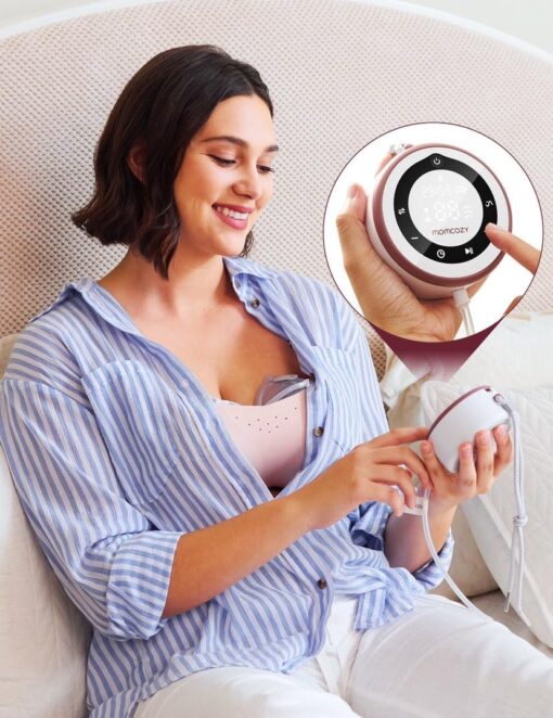 Momcozy Breast Pump Hospital-Grade, Hands-Free & Portable Wearable Pump with 3 Modes|15 Levels, Equipped with Leak-Proof DoubleFit Flange, Deep Pink - Image 5