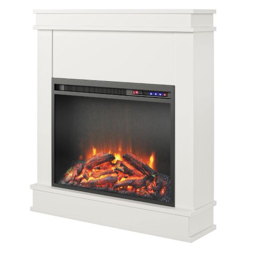 Ameriwood Home Mateo 30 Inch Electric Fireplace with Mantel, Replaceable Fireplace Insert Heater, Freestanding, Remote Control, Timer, Realistic Log and Flame Effect, White - Image 4