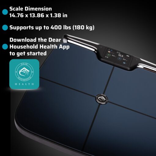 Premium Smart Digital Body Weight Scale with 8 Electrodes – 56+Metrics -Rechargeable- WIFI & Bluetooth Connected for Full Body Analysis -Track Body Fat, Muscle Mass, Fat Percentage, Sleek Black Design - Image 3