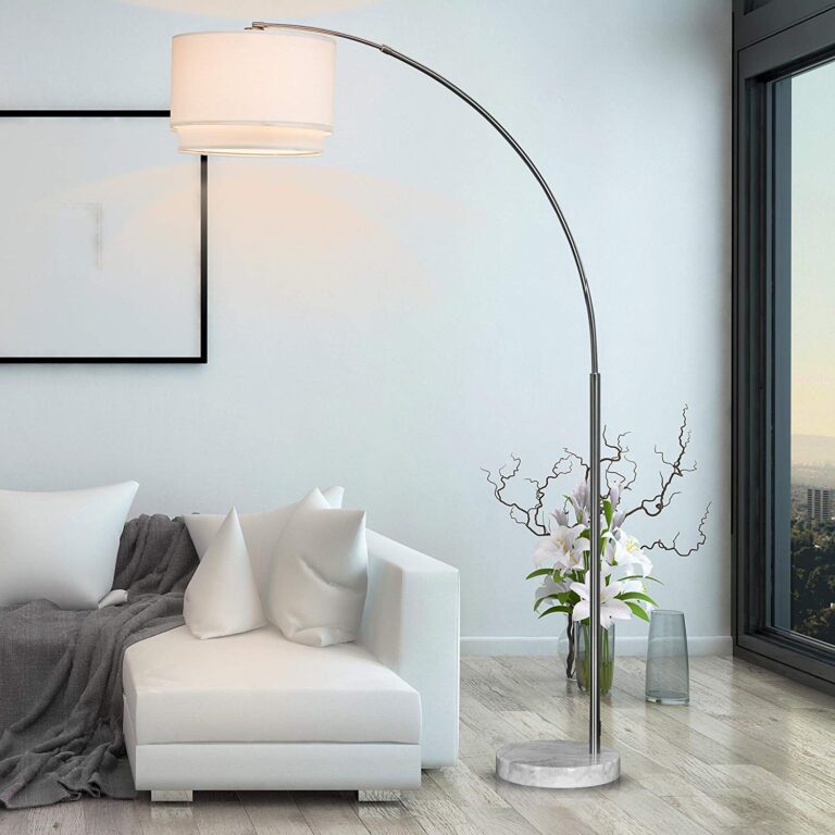 Major-Q Modern 81" Arc Tall X-Large Living Room-Stand Up Arching Drum Shade Large Floor Lamp with Real Marble Base for Bedrooms-Corner Lamp for Office Lighting (White) - Image 4