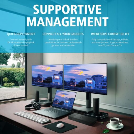 Dell WD22TB4 Docking Station, Performance Thunderbolt 4 Dock - 3 Year Warranty, WD22TB4 with 180W Power Adapter + 130W Power Delivery + ZoomSpeed HDMI Cable + ZoomSpeed DisplayPort Cable (New) - Image 4