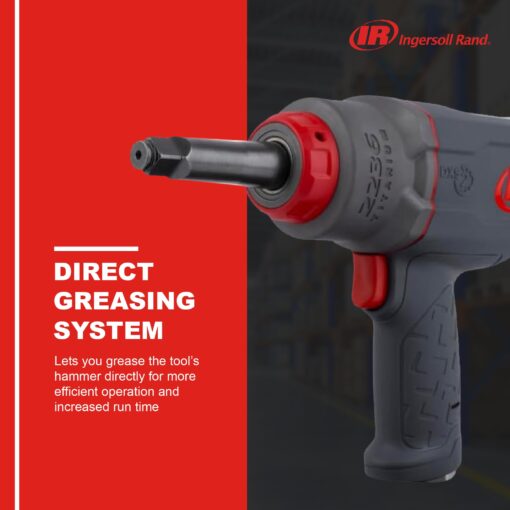 Ingersoll Rand 2236QTIMAX-2 DXS2 1/2" Air Impact Wrench, 2" Extended Anvil, Quiet, 1500 ft-lb Torque, Titanium Hammercase, Friction Ring Retainer, Pistol, Interchangeable Anvil, Multi-functional Tool - Image 58