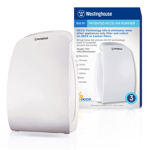Westinghouse 1701 True HEPA Air Purifier - Medical-Grade NCCO Technology Air Purifiers for Home, Removes Allergens, Pet Dander, Smoke, Odors, Air Purifier 300 sq ft.