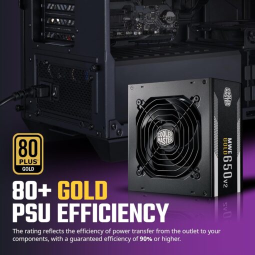 Cooler Master HAF 500 High-Airflow Mid-Tower ATX Gaming Case + Hyper 212 Halo CPU Cooler 140W TDP + 650W Gold PSU – 3X ARGB Fans, 120mm GPU Fan, Mesh Front, Tempered Glass, Cable Management - Image 6