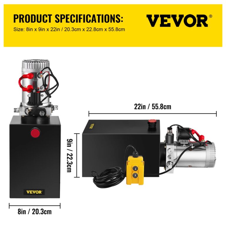 VEVOR Hydraulic Power Unit 12 Quart Hydraulic Pump 12V Dump Trailer Pump Single Acting Hydraulic Power Pack 3200 PSI Electric Hydraulic Pump with Steel Reservoir for Car Lift - Image 4