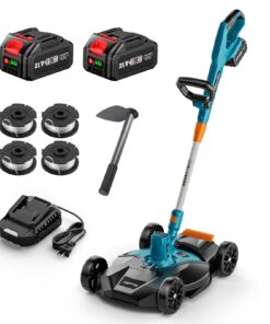 Seesii String Trimmer : 12’’ Cordless Weed Wacker & Edger with 2 * 4.0Ah Batteries - Electric Lawn Mower with 1.3’’/2.1’’ Adjustable Deck - 3-in-1 Battery Lawn Mower for Garden/Yard