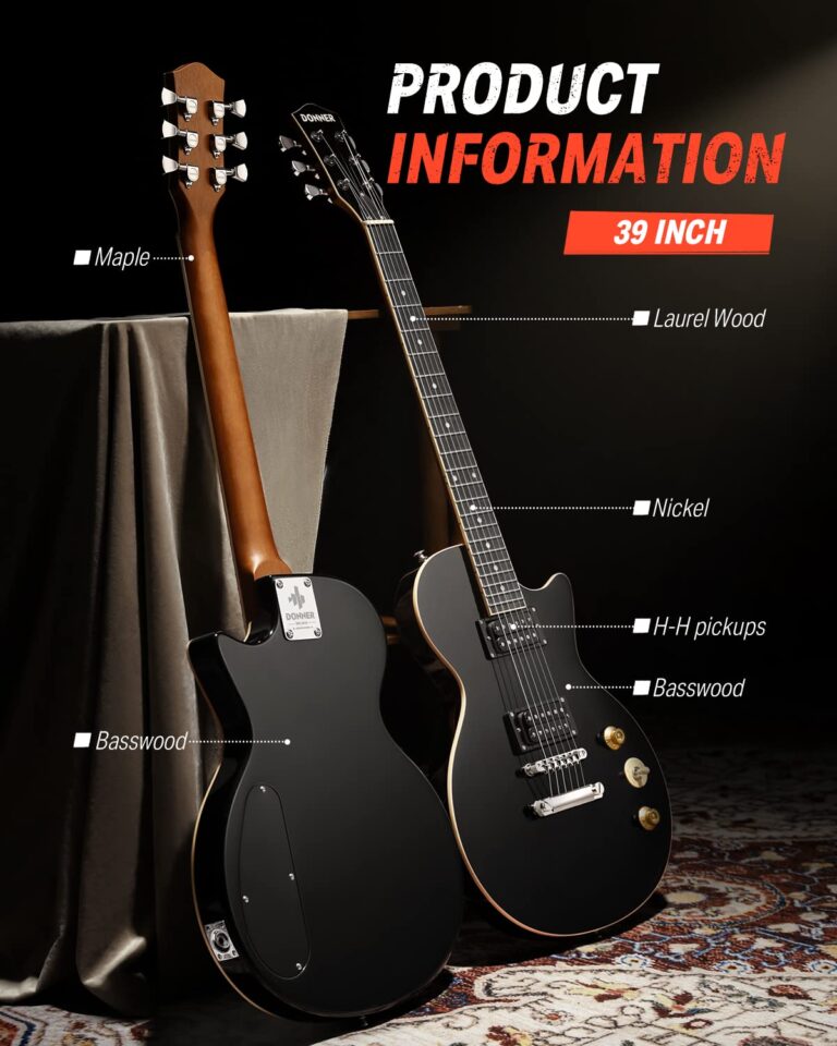 Donner Electric Guitar LP Solid Body, Full-Size 39 Inch Electric Guitar Beginner Kit Black with Bag, Cable, Strap, DLP-124B - Image 6