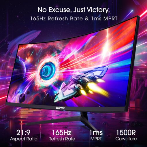 Sceptre 34-Inch Curved Ultrawide WQHD Monitor 3440 x 1440 R1500 up to 165Hz DisplayPort x2 99% sRGB 1ms Picture by Picture, Machine Black 2023 (C345B-QUT168) - Image 10