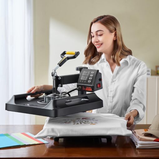 VEVOR 8 in 1 Heat Press Machine 15x15 Inch, 360° Swing Away Tshirt Press, Digital Professional Sublimation Heat Transfer for T Shirts Hat Cap Mug Plate - Image 3
