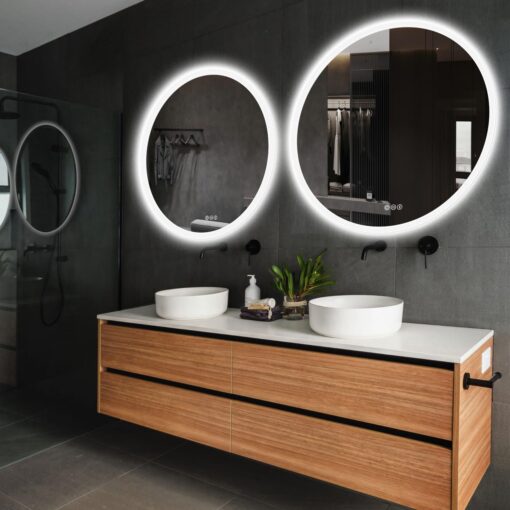 S·BAGNO 32’’ Round Led Bathroom Mirror with Lights, Backlit and Front Lighted, Wall-Mounted Vanity Mirror 3000K/4000K/6500K, Inside Bluetooth Speaker Anti-Fog Dimmable Smart Mirror - Image 2
