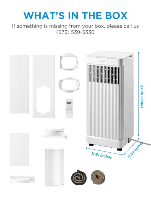 Midea 8,500 BTU ASHRAE (5,000 BTU SACC) Portable Air Conditioner, Smart Control, Cools up to 150 Sq. Ft., with Dehumidifier & Fan mode, Easy- to-use Remote Control & Window Installation Kit Included - Image 3