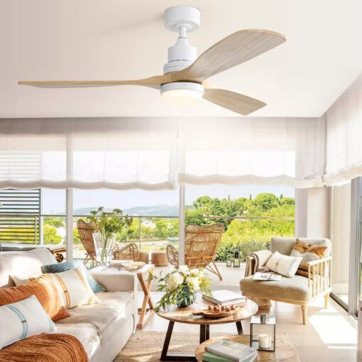 Sofucor Low Profile Ceiling Fan With Lights Remote Control 52 Inch Flush Mount Ceiling Fan Modern Wood Blade Fan For Bedroom Living Room Indoor Outdoor Farmhouse Patio, Noiseless DC Motor - Image 7