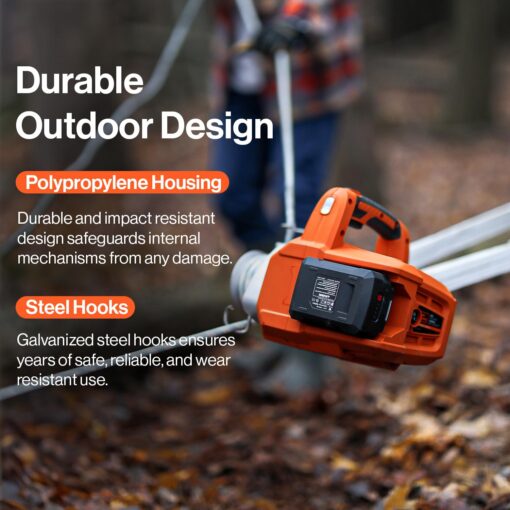 SuperHandy Electric Portable Capstan Winch, Brushless Motor, 1000-2000 lbs Max Pulling Force, Includes 100ft Low-Stretch Rope, Battery & Charger - Ideal for Forestry, Hunting, Off-Road - Image 3