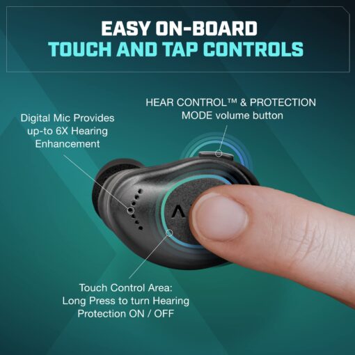 AXIL XCOR PRO Wireless Earbuds Bluetooth — HearPRO Buds with Touch Control — Bluetooth Enhancement — Hearing Protection — Dust & Water Resistant — Wind Resistant True Wireless Earbuds. - Image 4