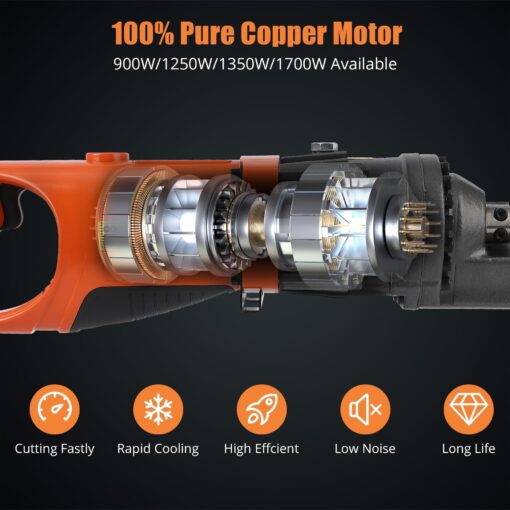 Electric Hydraulic Rebar Cutter Tool, 900W Cutting up to 5/8 Inch #5 4-16mm Rebar Steel,110V, with Blades & Easy Carry Stainless Box (900W RC-16) - Image 6