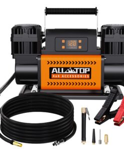 ALL-TOP 12V Air Compressor w/LCD Control Panel to Preset Target Pressure, 150PSI 12.35CFM Air Pump Inflator for Overland (Dual Cylinder)