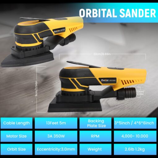 PHENDO 350W 3A Electric Delta Random Orbital Sander Mouse Sander with Pluggable Wire, Sanders for Woodworking, Primary Wood and Panel Processing,3MM - Image 7