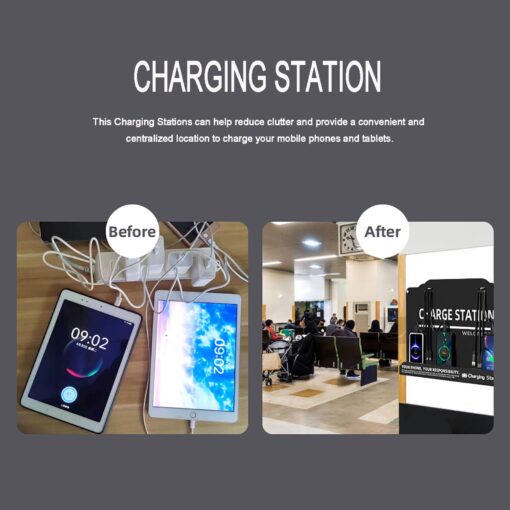 Wall Mounted Cell Phone Charging Station Mobile Phone Charging Station | Fast Charging 8 Device | Compatible with iPhone ipad Smartphone Tablets Port | Great for Offices Hotel Hospital Airport - Image 5