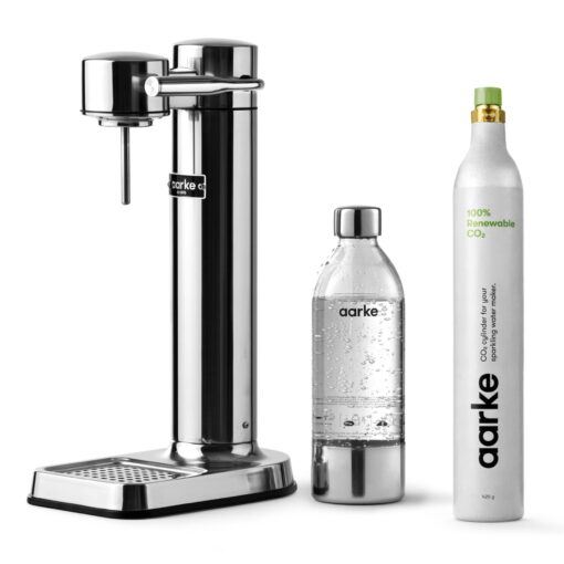 aarke Carbonator lll with CO2 Cylinder, Sparkling & Carbonation Water Machine, Stainless Steel with PET BPA-Free Reusable Bottle Volume 800 mL (Stainless Steel)