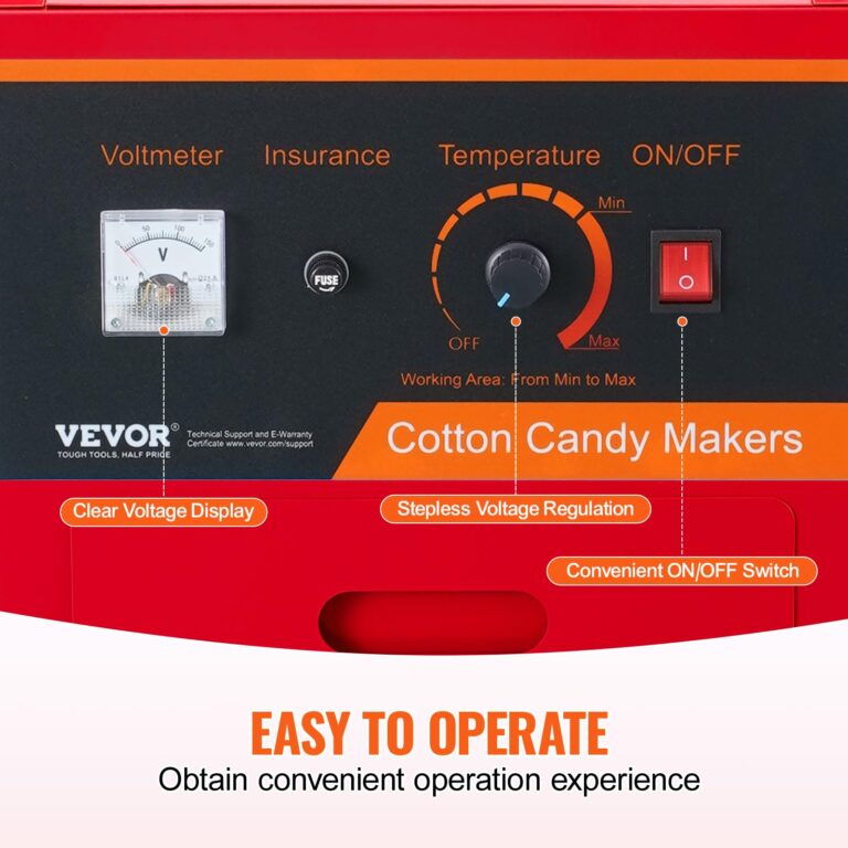 VEVOR Electric Cotton Candy Machine with Cart, 1000W Commercial Candy Floss Maker with Stainless Steel Bowl, Sugar Scoop and Drawer, Perfect for Home, Kids Birthday, Family Party, Red - Image 8
