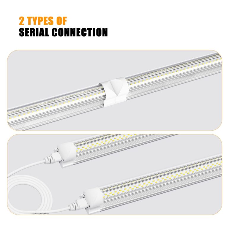 ONLYLUX LED Shop Light 4FT, 6000K 50W 7500LM, Linkable Utility Ceiling Light Fixture, 4 Foot T8 Integrated LED Tube Lights, V Shape High Output, Linkable with On/Off Switch (12 Pack) - Image 4