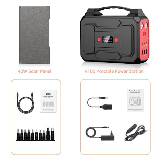 Solar Powered Generator 200W Peak/100W Rated, Portable Solar Generator Power Station with Solar Panels 40W Included, 146Wh Solar Power Bank with AC Outlet 110V for Home Use Camping Outdoor Adventure - Image 2
