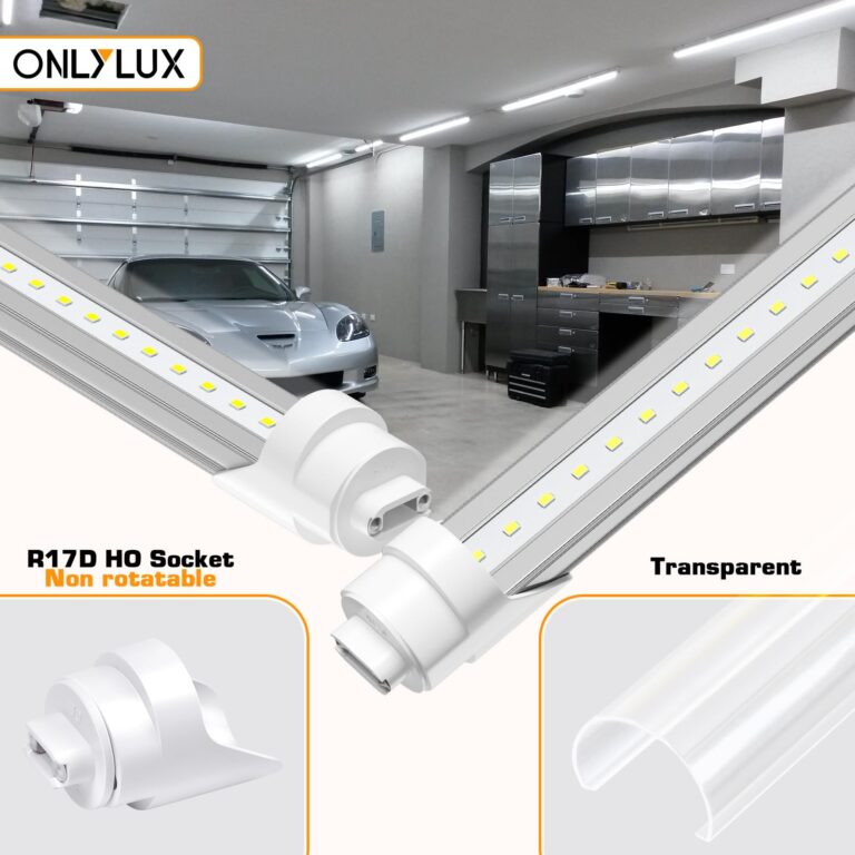 ONLYLUX 8ft R17D LED Tube Light, F96t12 HO 8 Foot Bulbs, 96'' Shop Light to Replace T8 T12 Fluorescent Bulbs, 100-277V Input, 4800LM, Cold White 6000K, Clear Lens (10 Pack) - Image 4