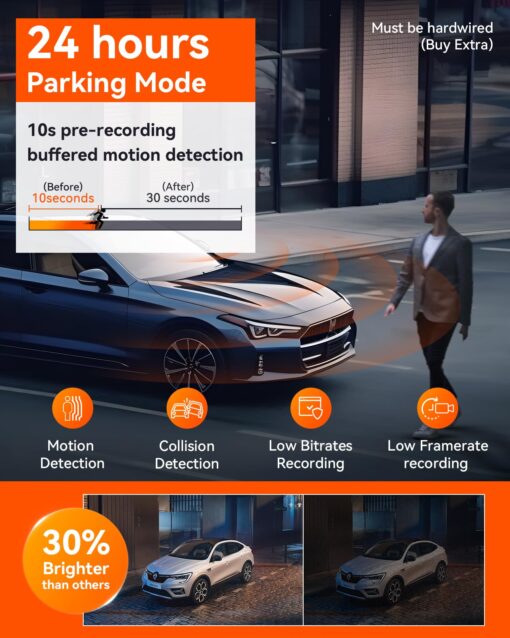 Vantrue N5 4 Channel WiFi 360° All Sides Dash Cam, STARVIS 2, IR Night Vision, 2.7K+1080P*3 Front Rear Inside Dashcam, Voice Control, GPS, 24 Hours Buffered Parking Mode Dash Camera, Support 512GB Max - Image 4
