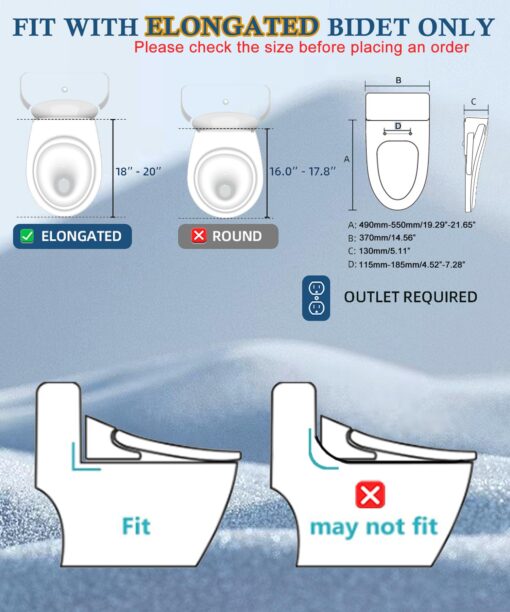 Cioreznt Electronic Bidet Toilet Seat Elongated with Heated Seat, Warm Air Dryer, Endless Warm Water, Oscillating and Pulsating Spray Wash, Stainless Steel Self-Clean Nozzle, Silent ECO Child Mode - Image 3