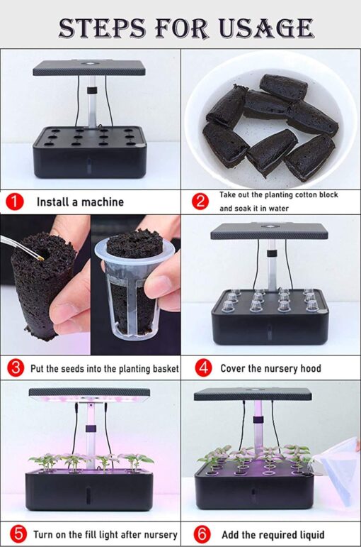 ROCILB 12 Pots Hydroponics Growing System, Indoor Herb Garden Starter Kit, Soilless Cultivation Plant Germination Kits, Grow Light for Home Gardening Vegetables - Image 2