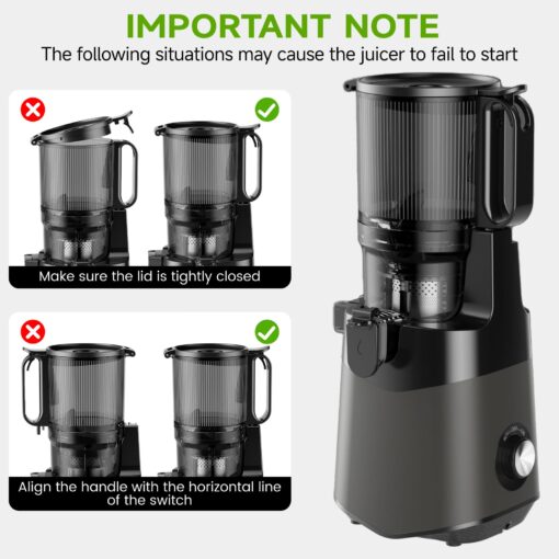 Cold Press Juicer, 5.8" Extra Large Feed Chute Fit Whole Fruits & Vegetables, 350W Slow Masticating Juicer Machines, Easy to Clean, High Juice Yield - Image 7