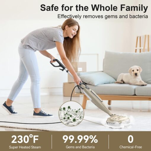 DEVOAC VM6 Scrubbing Steam Mop with Rotating Mop Pads, 10 in 1 Steam Mop, Lightweight Spin Mop & 3 Steam Modes & LED Headlights for Hard Floor Laminate Marble Floors - Image 9