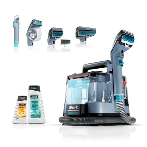 Shark Carpet Cleaner Machine, Portable Upholstery StainStriker, Spot, Odor & Stain Remover, 2 Carpet Cleaner Solutions, 4 Tools, Perfect for Pet Hair, Area Rugs, Couches, Nordic Blue, PX202BRN