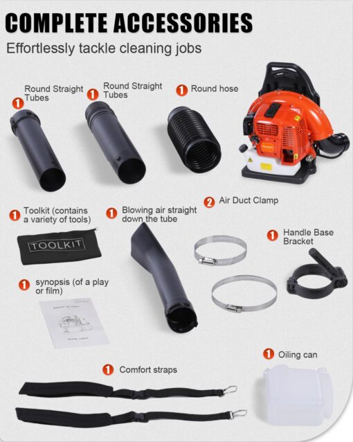Relxxon 63 CC Gas Backpack Leaf Blower, 2-Stroke, 665 CFM & 205 MPH, Ergonomic & Fuel-Efficient, Low-Noise, Cruise Control – Commercial-Grade Yard Cleanup for Leaves, Debris & Light Snow (R656 PRO) - Image 2