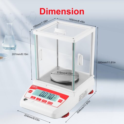 UXILAII SCIENTIFIC Analytical Balance 1mg GN ct Unit Precision Lab Scale 500g x 0.001g Digital Analytical Scale RS232 Interface Laboratory Electronic Balance LCD Display with Glass Windshield - Image 3