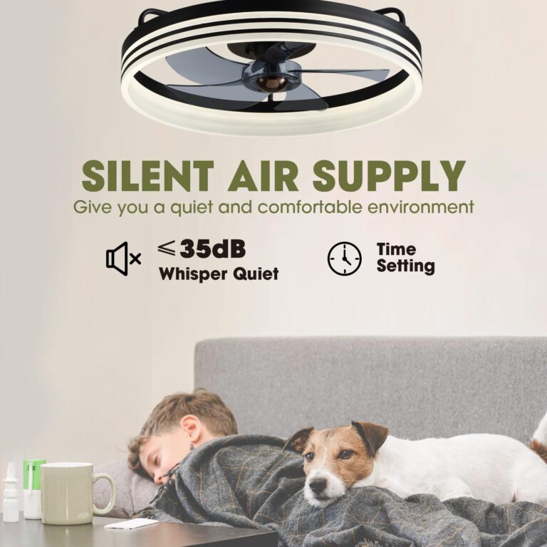 LUDOMIDE Ceiling Fans with Lights, Smart Ceiling Fan with Alexa/Google Assistant/APP Control, 20"" Low Profile Ceiling Fan with 6 Speeds, Ceiling Fan for Bedroom, Living Room, Patio, 22 Inch - Image 3