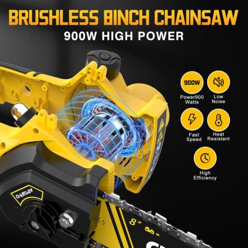 2-in-1 Cordless Pole Saw, 8 Inch Brushless Pole Chainsaws Compatibility with DEWALT 20V MAX Battery, 8 lb Lightweight, Auto Oiling, 14.8 FT MAX Extension Pole Saws for Tree Trimming - Image 3