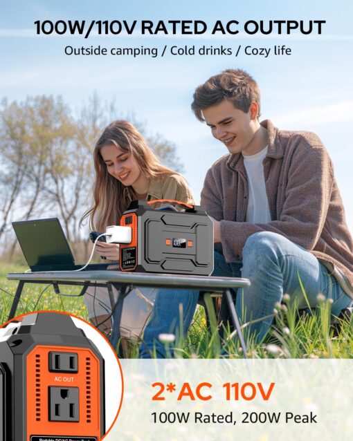 Solar Powered Generator 200W Peak/100W Rated, Portable Solar Generator Power Station with Solar Panels 40W Included, 146Wh Solar Power Bank with AC Outlet 110V for Home Use Camping Outdoor Adventure - Image 7