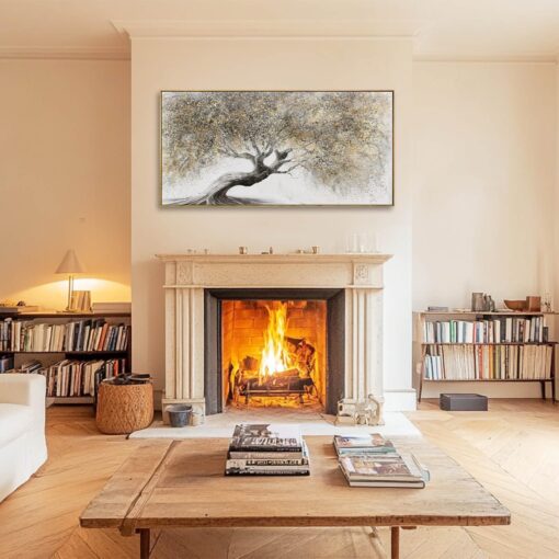 Tree Pictures Wall Decor Gold Canvas Paintings Plant Pictures Wall Art 24"x48" Landscape Decorative Prints for Bedroom Office - Image 4