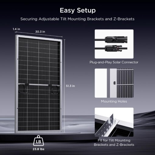 Callsun N-Type 16BB 200W Bifacial Solar Panel, 200 Watt Monocrystalline Solar Panel 12V, 25% High Efficiency PV Module, for RV Trailer Camper Marine Rooftop Home Power Station Off Grid (1 Pack Silver) - Image 3