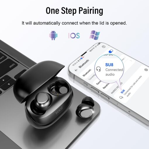 DUSONLAP Sleep Earbuds Bluetooth 5.4 in Ear Light-Weight Headphones, Mini Sleep Headphones Small Design for Side Sleepers, 47H Playtime with Charging Case, Clear Calls Earphones, Mysterious Black - Image 2