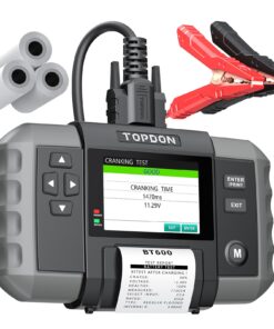 Car Battery Tester, TOPDON BT600 12V, 12V/24V Cranking Tests and Charging Alternator Load 100-2000CCA Digital Battery Voltage Tester, 3.5" Screen with Built-in Printer