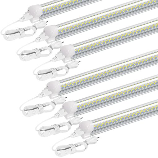 SZSKYING (6 Pack 8FT LED Shop Light,T8 Integrated LED Lights Daylight White,72W 7200LM 6500K,High Output Clear Cover,V Shape 8' LED Bulb Fixtures Linkable,8 Foot LED Shop Lights for Workshop. - Image 7