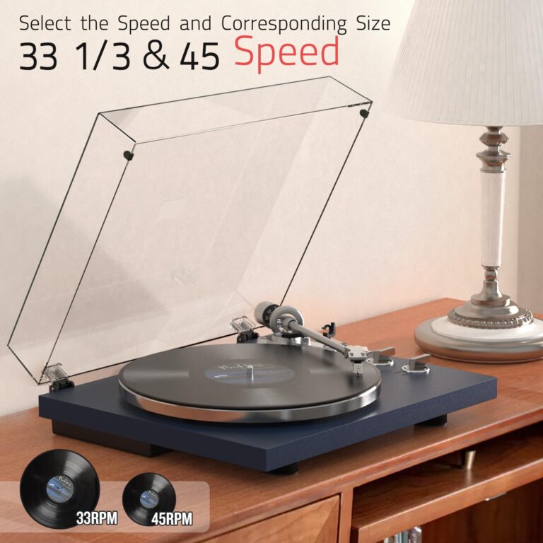 Turntables Belt-Drive Record Player with Wireless Output Connectivity Vinyl Player 33&45 RPM Speed Phono Line Output USB Digital to PC Recording ATN3600L MM Cartridge&Counterweight Dark Blue - Image 8