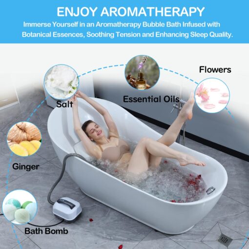 Crossing King Portable Spa Bubble Bath Massager - Bubble Bath Mat Tub Spa Massager with Upgraded Powerful Suction Cup, Electric Air Pump, Pillow and Remote Control for Ultimate Relaxation, Large Size - Image 4