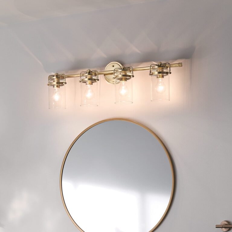 Kichler Brinley 4 Light Vanity Light with Clear Glass in Champagne Bronze, (32.5" W x 10.25" H), 45690CPZ - Image 3
