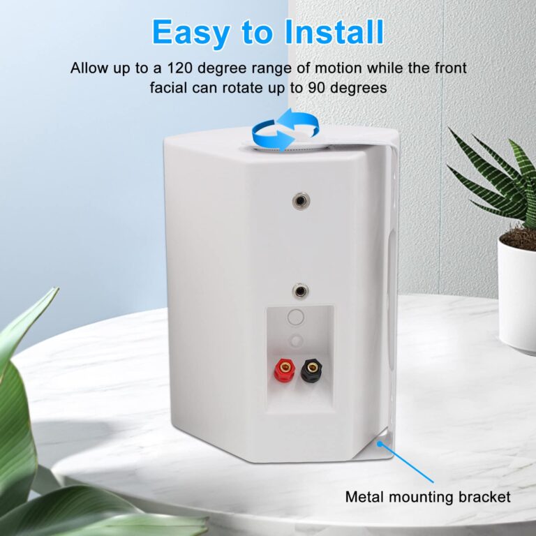 STUDIOFINIX 6.5 Inch Passive Indoor Outdoor Speakers Wired Waterproof with 800Watts, Wall Mount Speaker,for Patio,Covered Porch,Deck,Poolside(4 Speakers，White) - Image 7