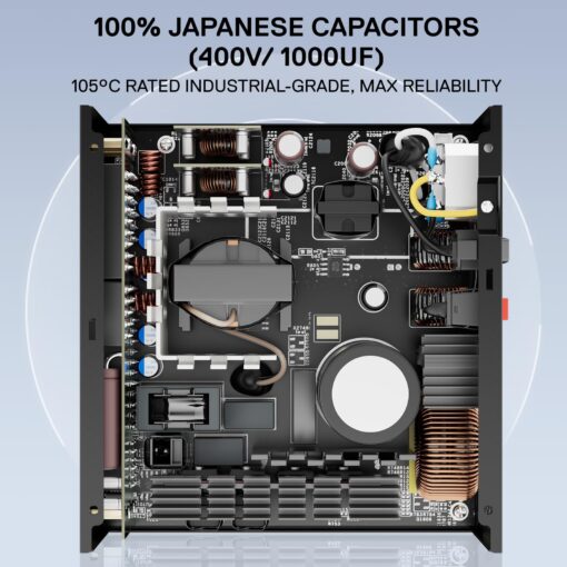 Redragon RGMS-1200W PRO 80+ Gold 1200 Watt Power Supply w/Upgraded ATX 3.1 & PCIe 5.1 Fully Modular, Compact 150mm Size, Smart ECO Low Noise Fan, 100% Japanese Capacitors, Full Mod Cables - Image 7