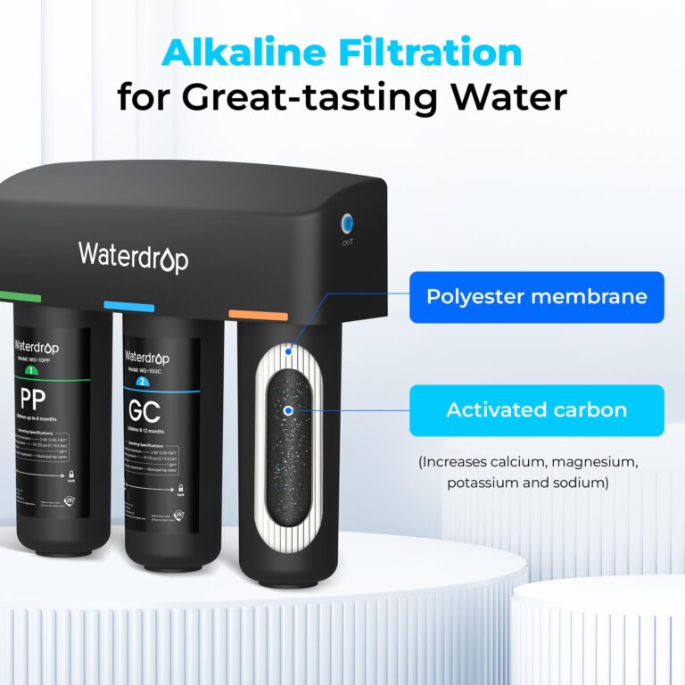 Waterdrop TSB-ALK 8 Layer High Capacity Slightly Alkaline Under Sink Water Filter, Reduces PFAS, PFOA/PFOS, Fluoride, Chlorine, Bad Taste & Odor, with Dedicated Faucet, Under Sink Water Filter - Image 3